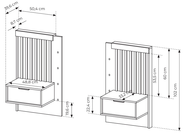 ALLI Stoliki nocne z zabudową z lamelami - zdjęcie produktu